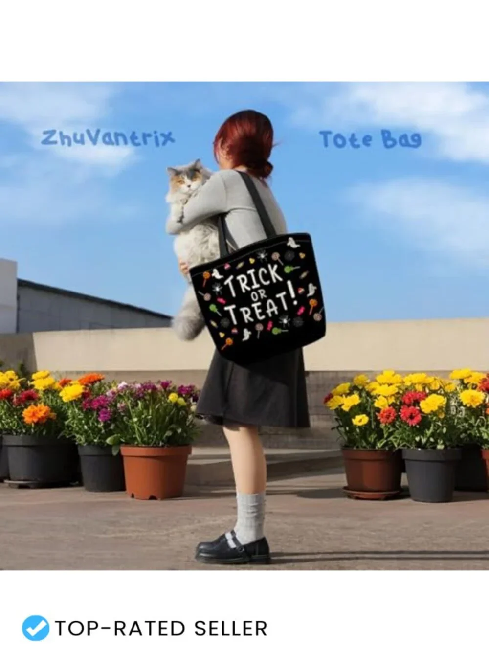 Reusable Grocery Tote Bag with Zipper Pocket